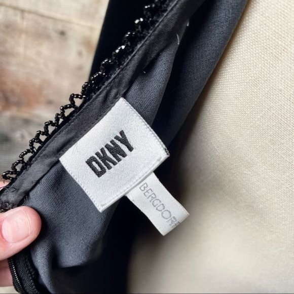 NWT 90’s Vintage $495 DKNY Bergdorf Goodman Black Velvet Beaded Gown Silk Blend - Picture 10 of 13
